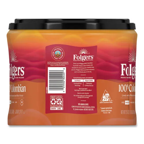 100% Columbian Coffee, 22.6 Oz Canister, 6/carton