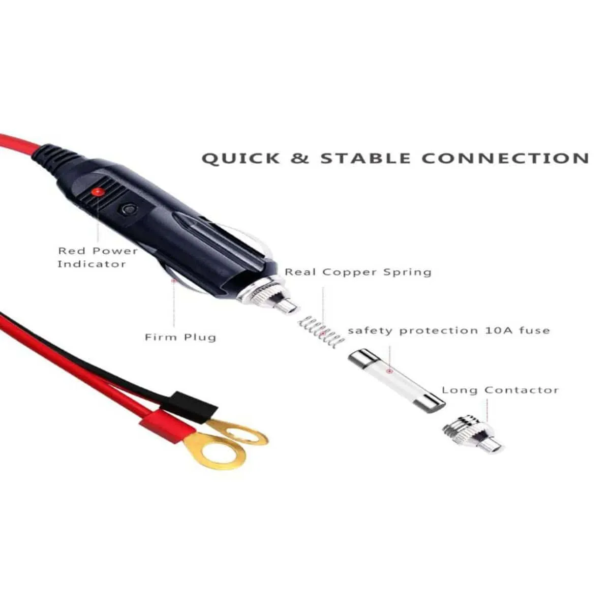 12V Car Cigarette Lighter With Ring Terminals