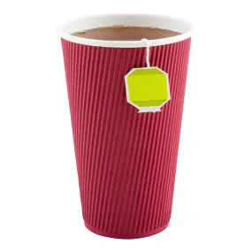 16 oz Crimson Paper Coffee Cup - Ripple Wall - 3 1/2" x 3 1/2" x 5 1/2" - 25 count box