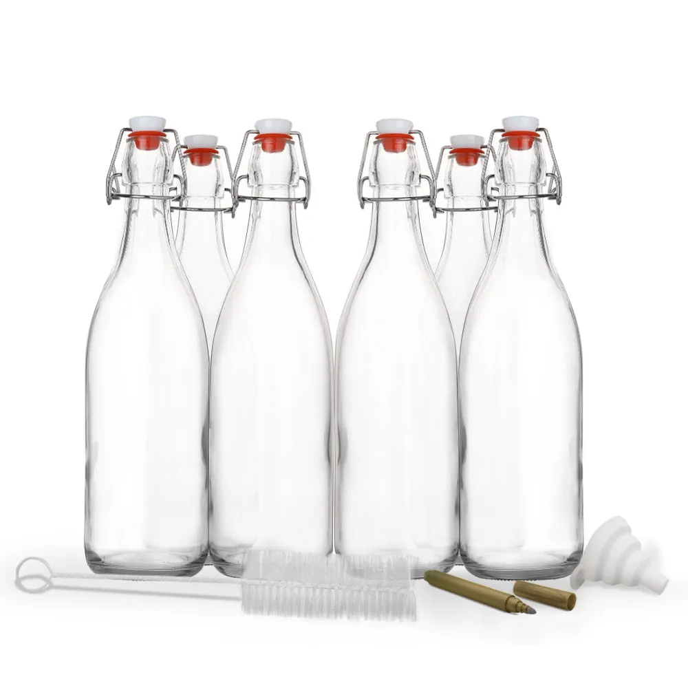 17  Oz. Swing Top Glass Bottles | Round Design