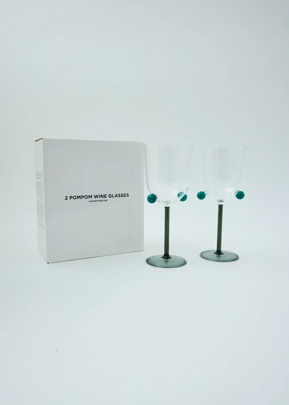 2 Pompom Wine Glasses