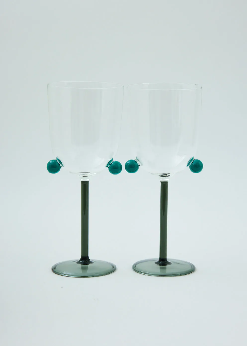 2 Pompom Wine Glasses