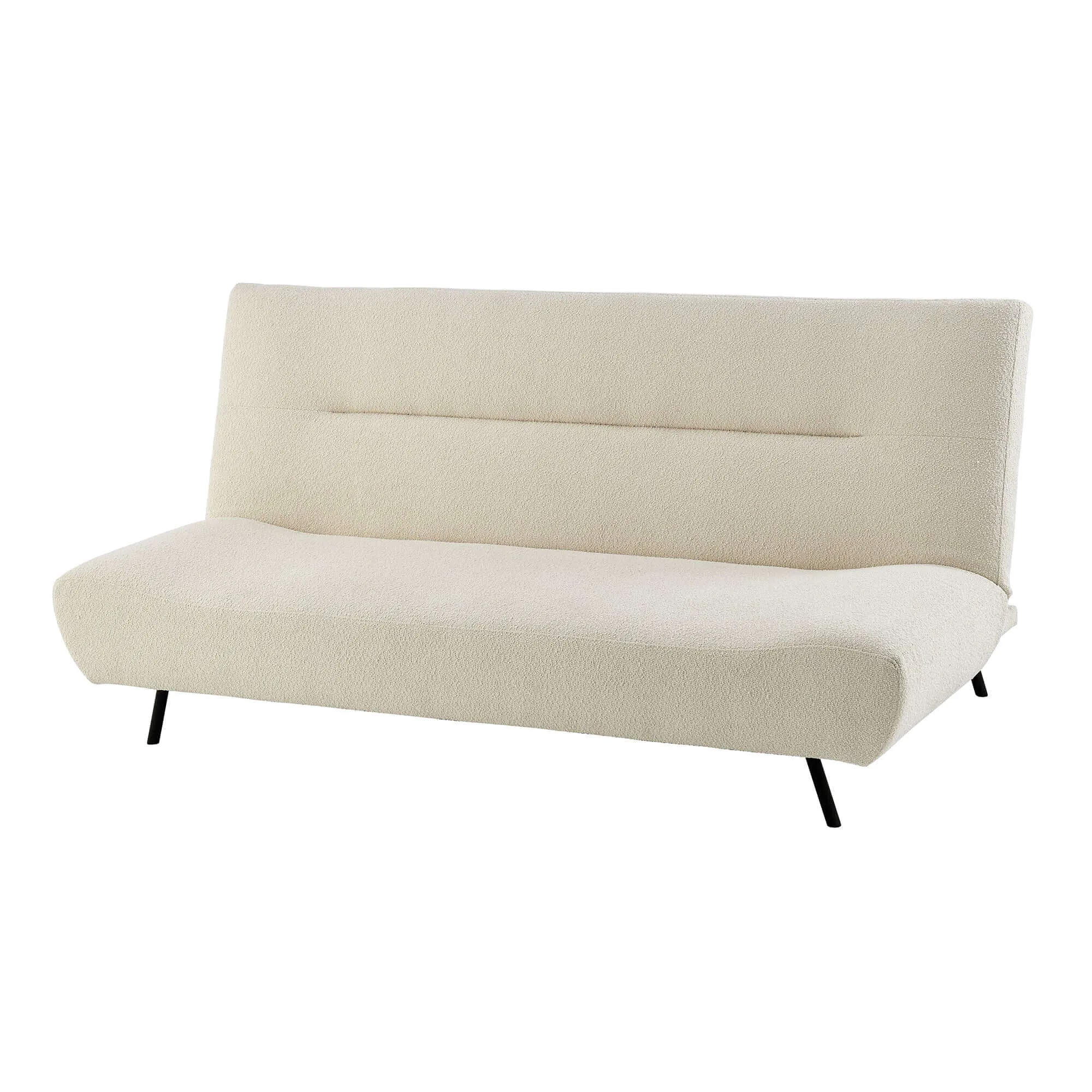 2 Seater Sofa Bed Click Clack Cirrus Fluffy Cream Boucle