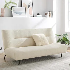 2 Seater Sofa Bed Click Clack Cirrus Fluffy Cream Boucle