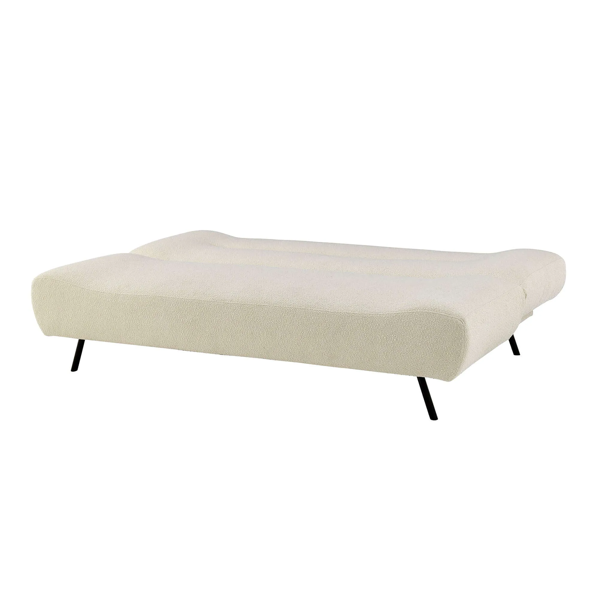 2 Seater Sofa Bed Click Clack Cirrus Fluffy Cream Boucle