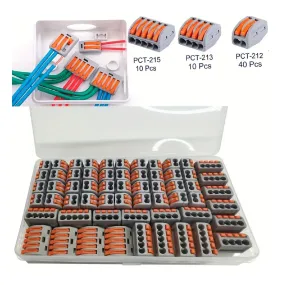 20pcs/60pcs Lever Wire Nut Connectors, Compact Splicing Wire Connector, 2 3 5 Port Electrical Connectors Assortment Kit For Quick Wiring 28-12 AWG