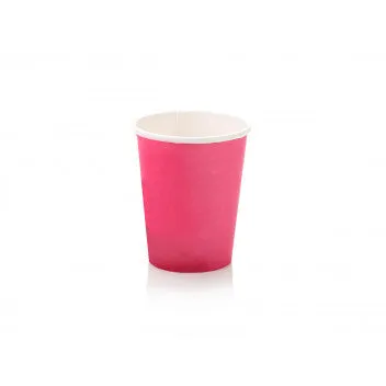 250ml Paper Coffee Cup Single Wall Pink with Black Sip Lid 10pack