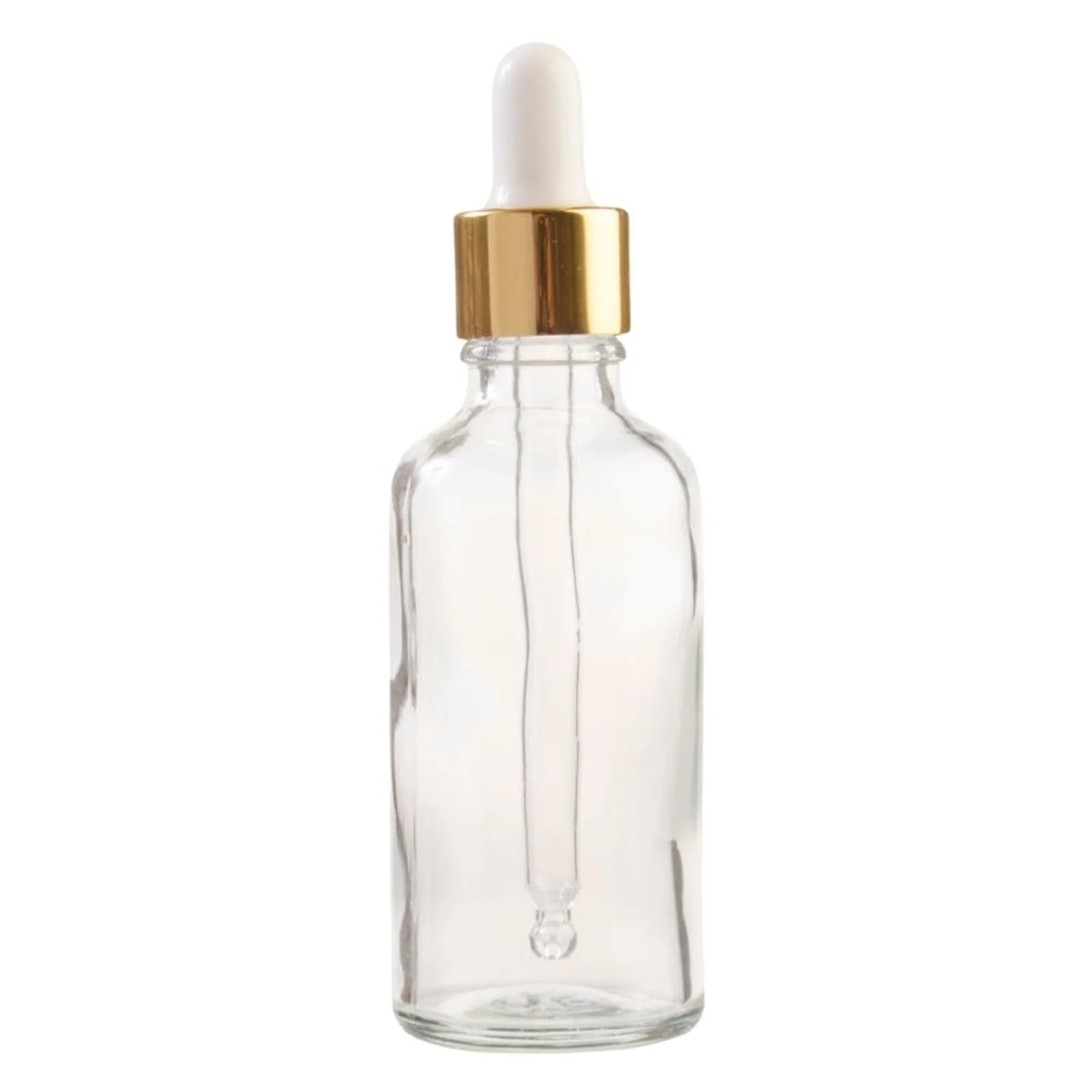 30ml Glass Dropper Bottle Clear with Silver-Gold-Black Collar Pipette Lid