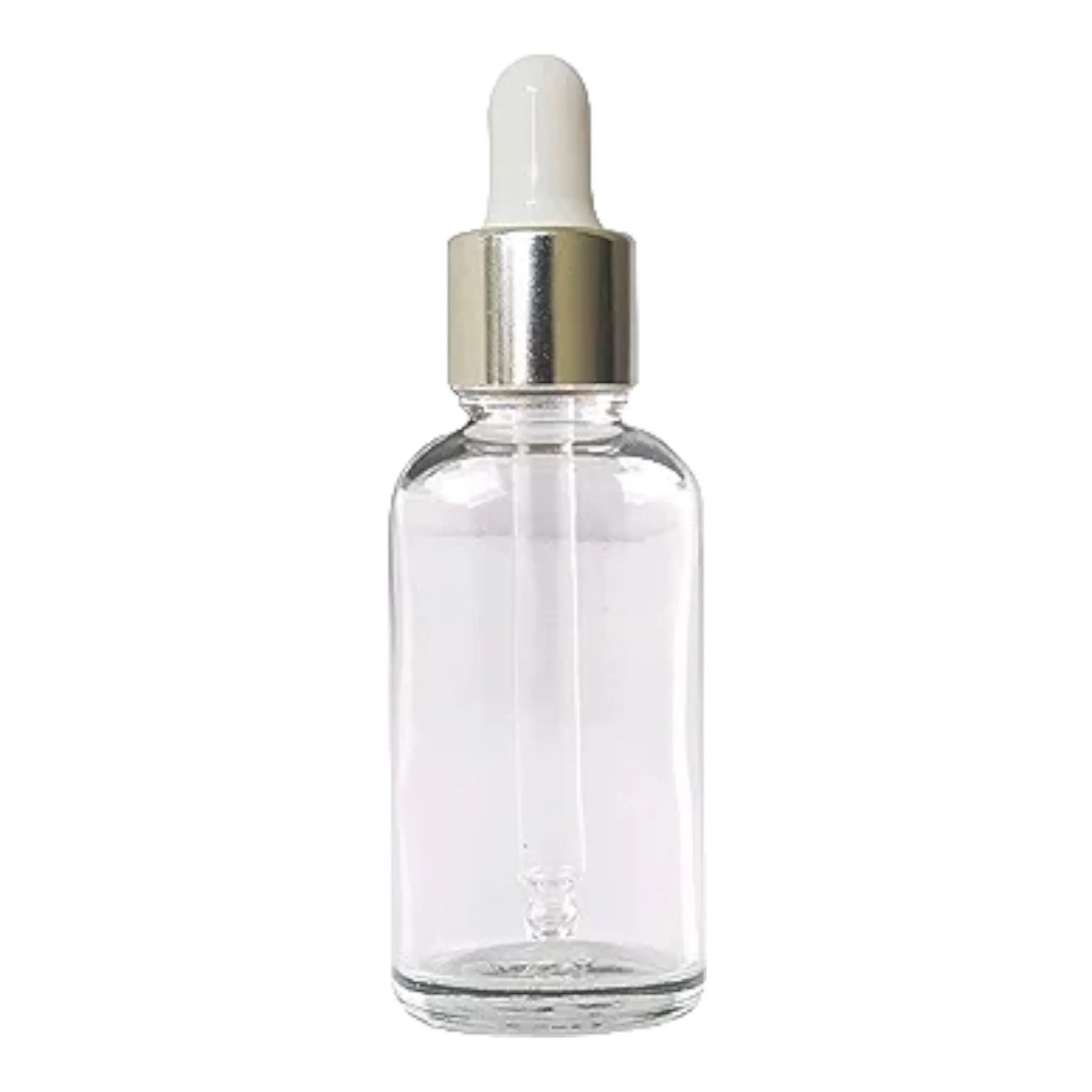 30ml Glass Dropper Bottle Clear with Silver-Gold-Black Collar Pipette Lid