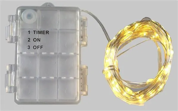 40'L Mini LED 100 Light: Warm White, Silver wire