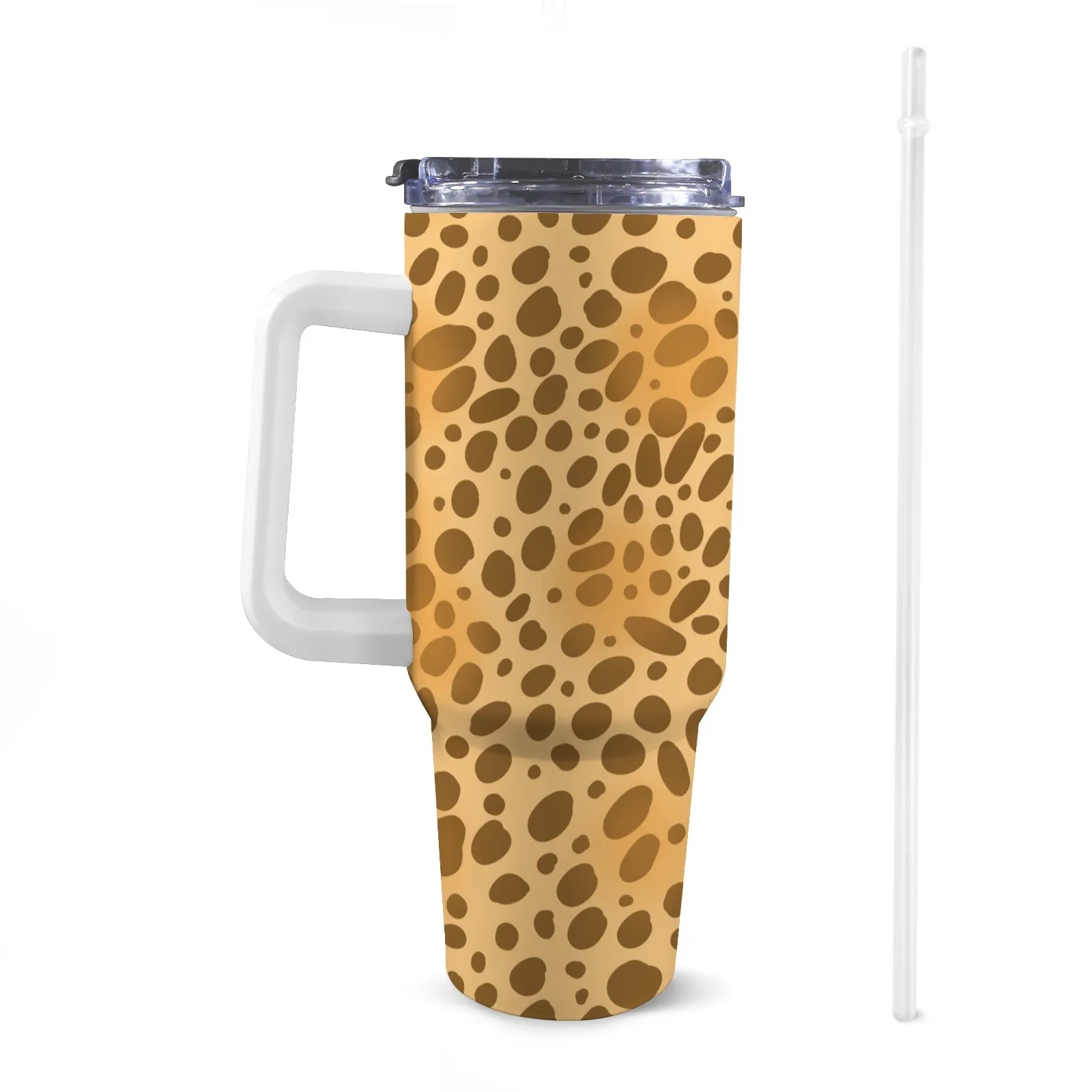 40oz Stainless Steel Insulated Travel Cup with Straw and Handle - Fun Patterns, Bold Colours