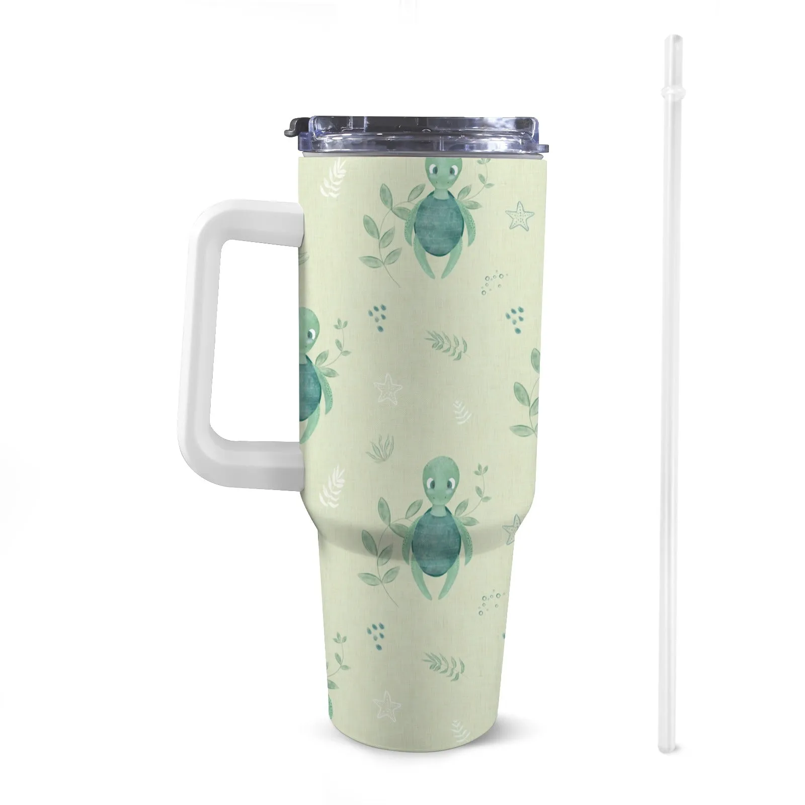 40oz Stainless Steel Insulated Travel Cup with Straw and Handle - Fun Patterns, Bold Colours