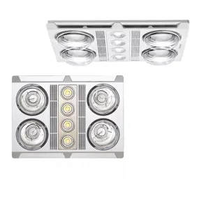 460m³/h Martec Lighting Profile Plus 4 3-in-1 Bathroom Exhaust Fan w/ Heater and 4x LED Light in White