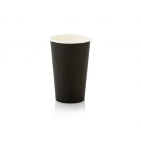 500ml Paper Coffee Cup Single Single Wall Black with White Sip Lid 10Pack