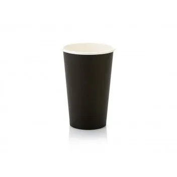 500ml Paper Coffee Cup Single Single Wall Black with White Sip Lid 10Pack