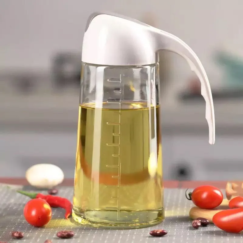 630ml Oil Glass Bottle Jar, Seasonings Condiment Dispenser, Soy Sauce Chili Oil Bottle, Glass Olive Oil Bottle, Oil Pouring Oil Leak-proof Kitchen Bottle, Gravy Oil Pourer Bottle For Cooking