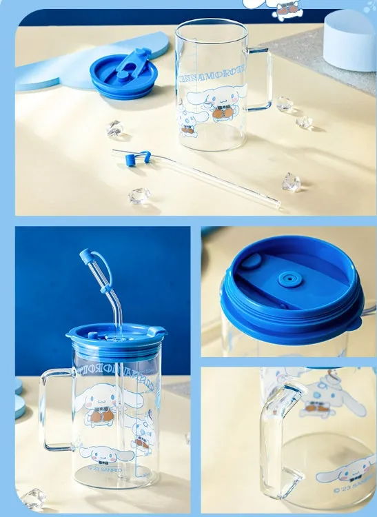 700ml Glass Straw Lid Glass Cup