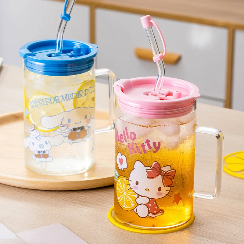 700ml Glass Straw Lid Glass Cup