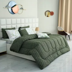 8 PCs Winter Comforter Set-Emerald Flowers