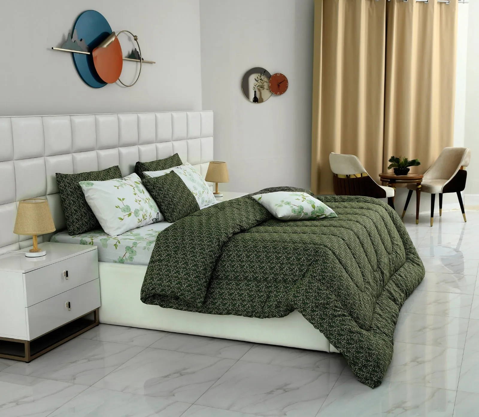 8 PCs Winter Comforter Set-Emerald Flowers