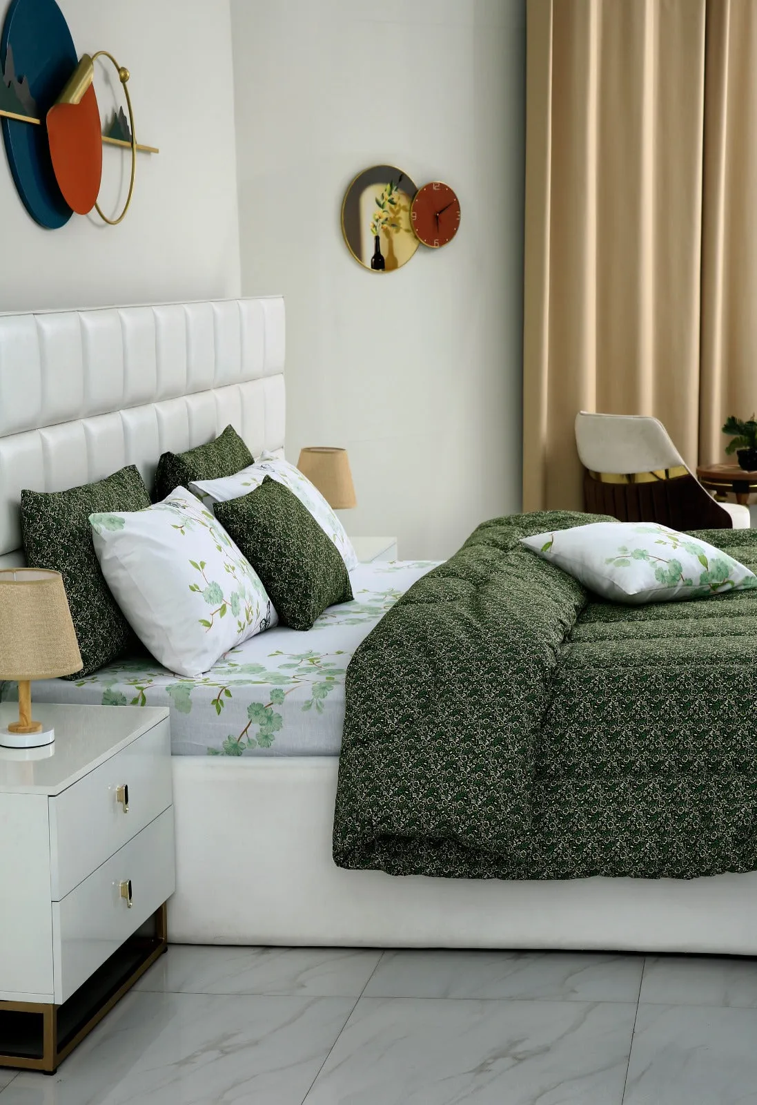 8 PCs Winter Comforter Set-Emerald Flowers