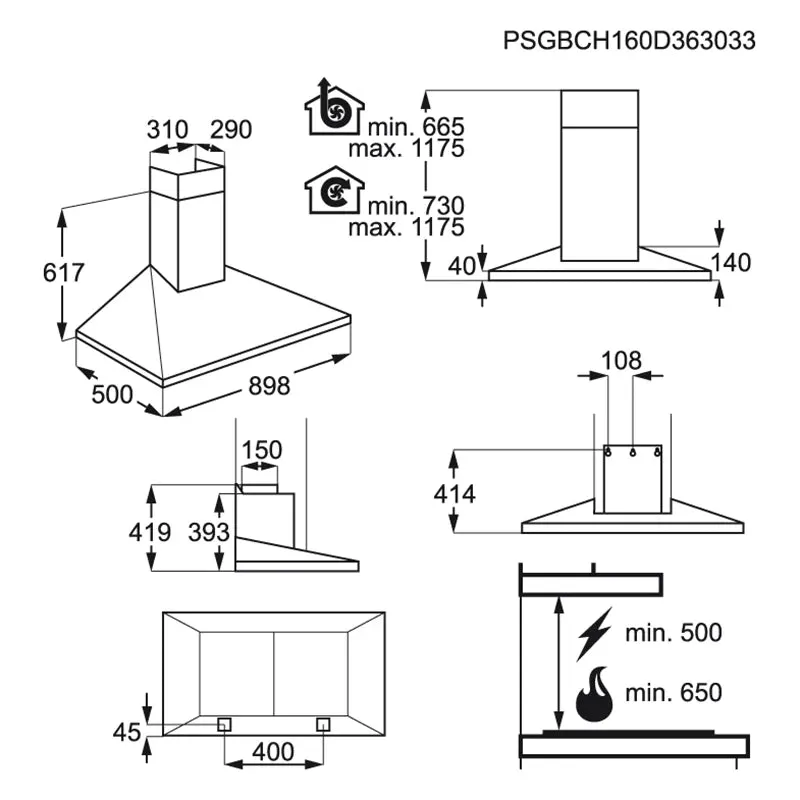 AEG DKB5960HM Chimney Hood - Stainless Steel