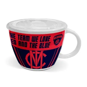 AFL Soup Mug with Lid - Melbourne Demons - Ceramic - 850mL Capacity