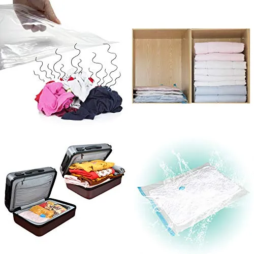 AirBaker Vacuum Storage Bags 8 pcs (3 x Jumbo, 2 x Large, 3 x Medium) for Comforters Blankets Clothes Pillows Travel Space Saver Seal Bag Hand Pump Included