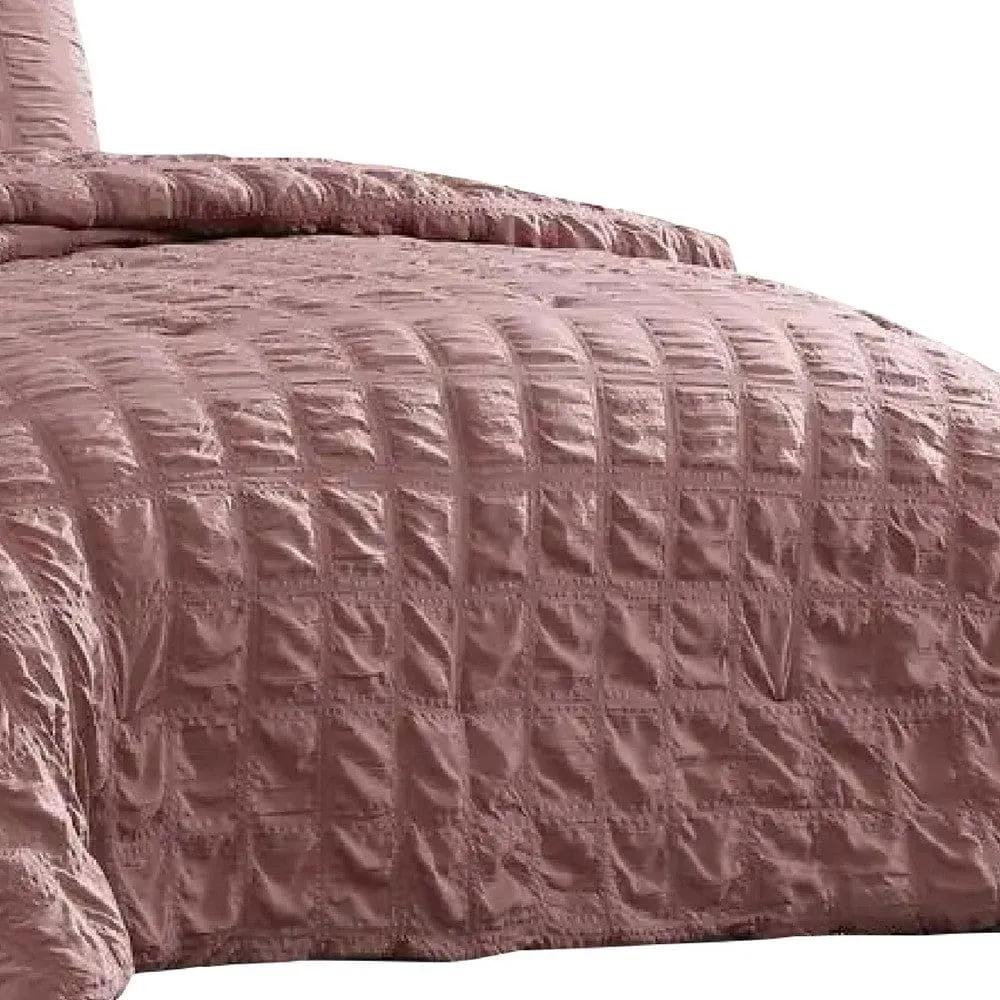 Alice 5 Piece Queen Comforter Set, Textured, Rose Pink By Casagear Home