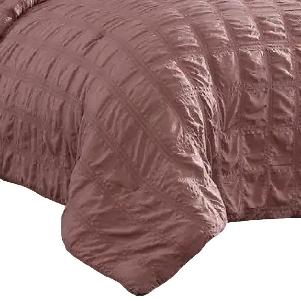 Alice 5 Piece Queen Comforter Set, Textured, Rose Pink By Casagear Home