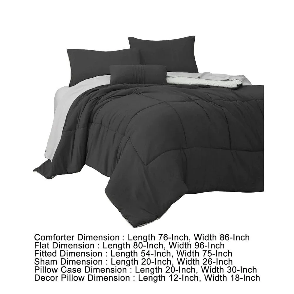 Alice 8 Piece Full Comforter Set, Soft Dark Gray By Casagear Home