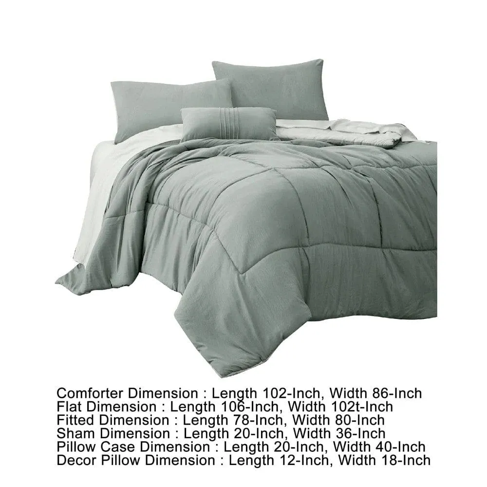 Alice 8 Piece King Comforter Set, Reversible, Soft Sage By Casagear Home