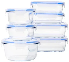 amazon basics Glass Leak-Proof Locking Lids - Food Storage Containers, 7-Piece Set