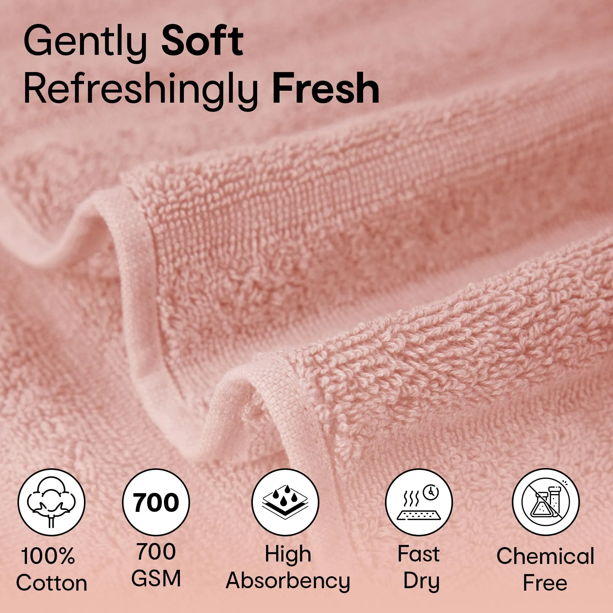 Anko Australia 100% Cotton 700 GSM XL Ribbed Bath Towel | Set of 1 | Super-Soft, Absorbent, Quick-Drying | Pink Towel for Men, Women & Kids | 150x75 cm |Travel, Gym, Spa Towel