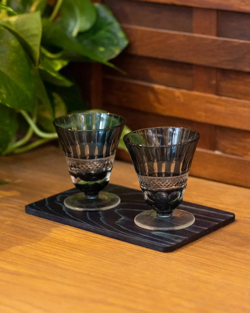 Aola, Kiriko High Glass Indigo-Dyed Sugi Plate Set