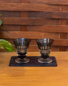 Aola, Kiriko High Glass Indigo-Dyed Sugi Plate Set