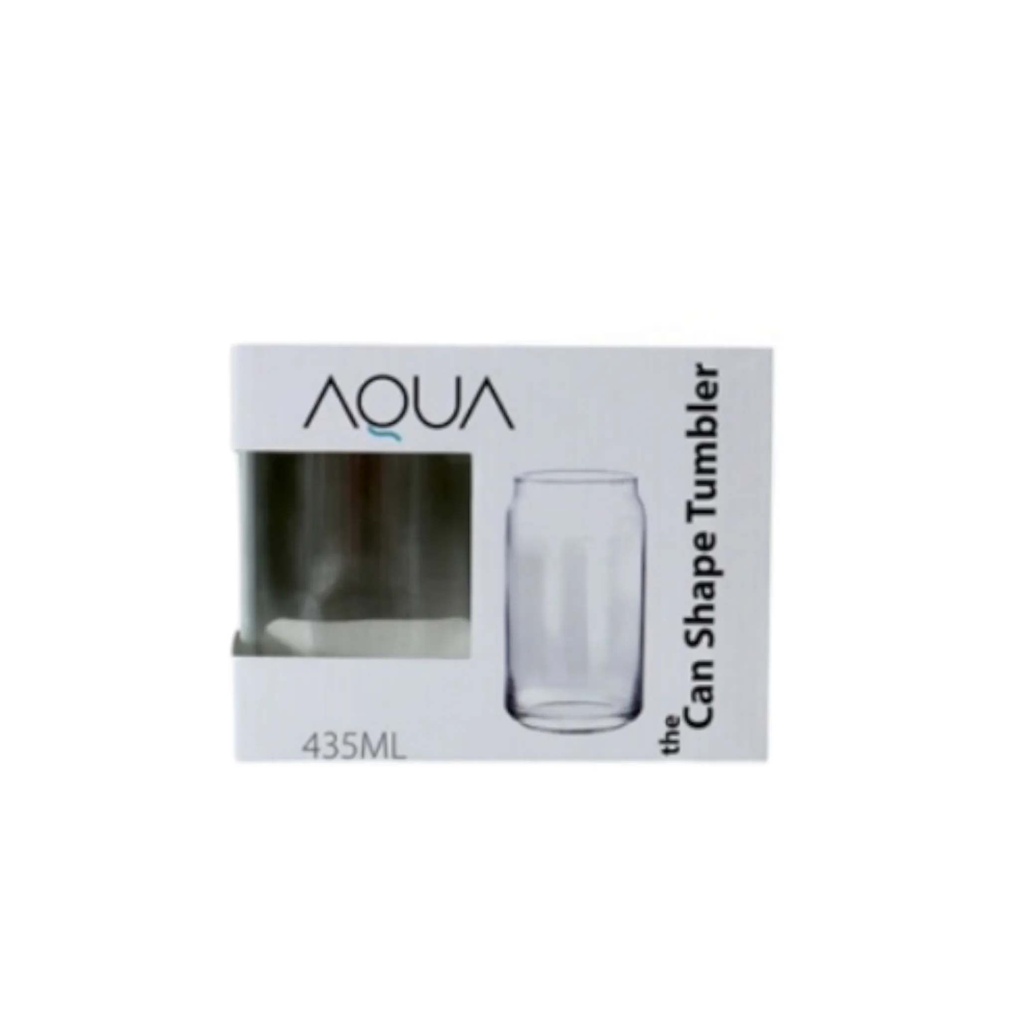 Aqua Glass Drinking Can Tumbler 435ml in Gift Box 4pack