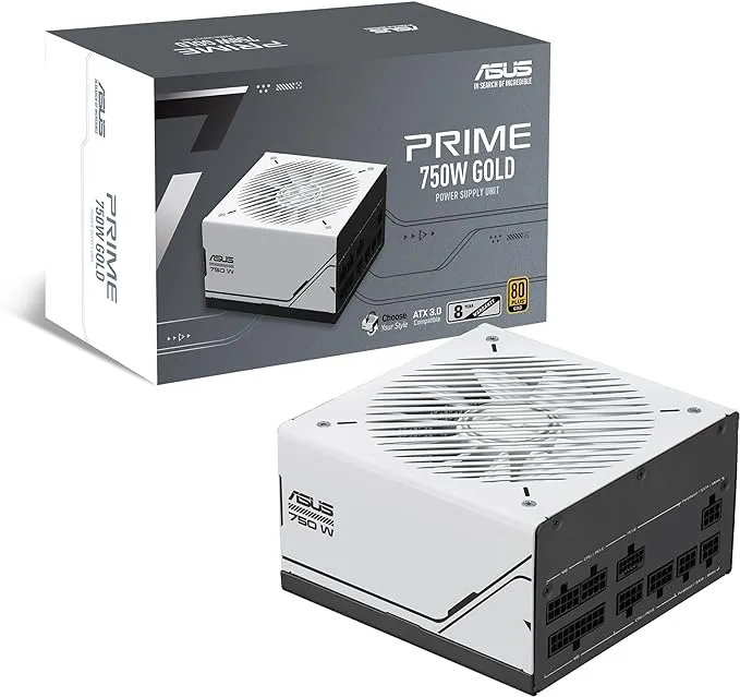 ASUS Prime 750W Gold, ATX 3.0, Fully Modular, Dual Ball Bearings