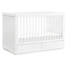 BABYLETTO Bento 3-in-1 Convertible Storage Crib with Toddler Bed Conversion Kit - White