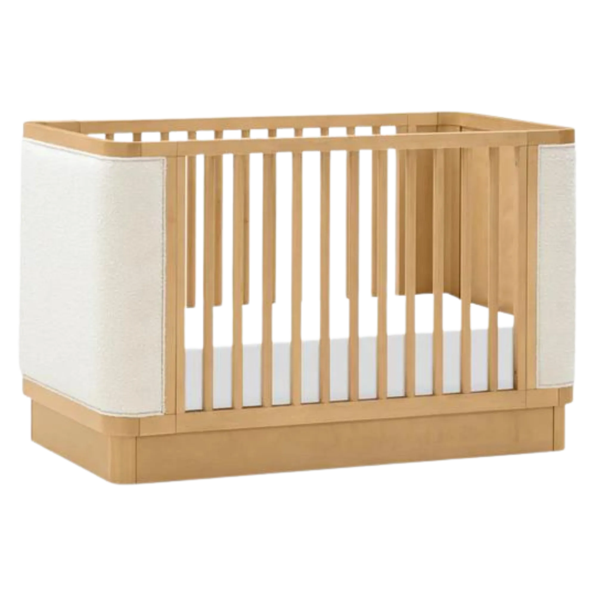 BABYLETTO Bondi Boucle 4-in-1 Convertible Crib w/ Toddler Bed Kit - Honey/Ivory Boucle