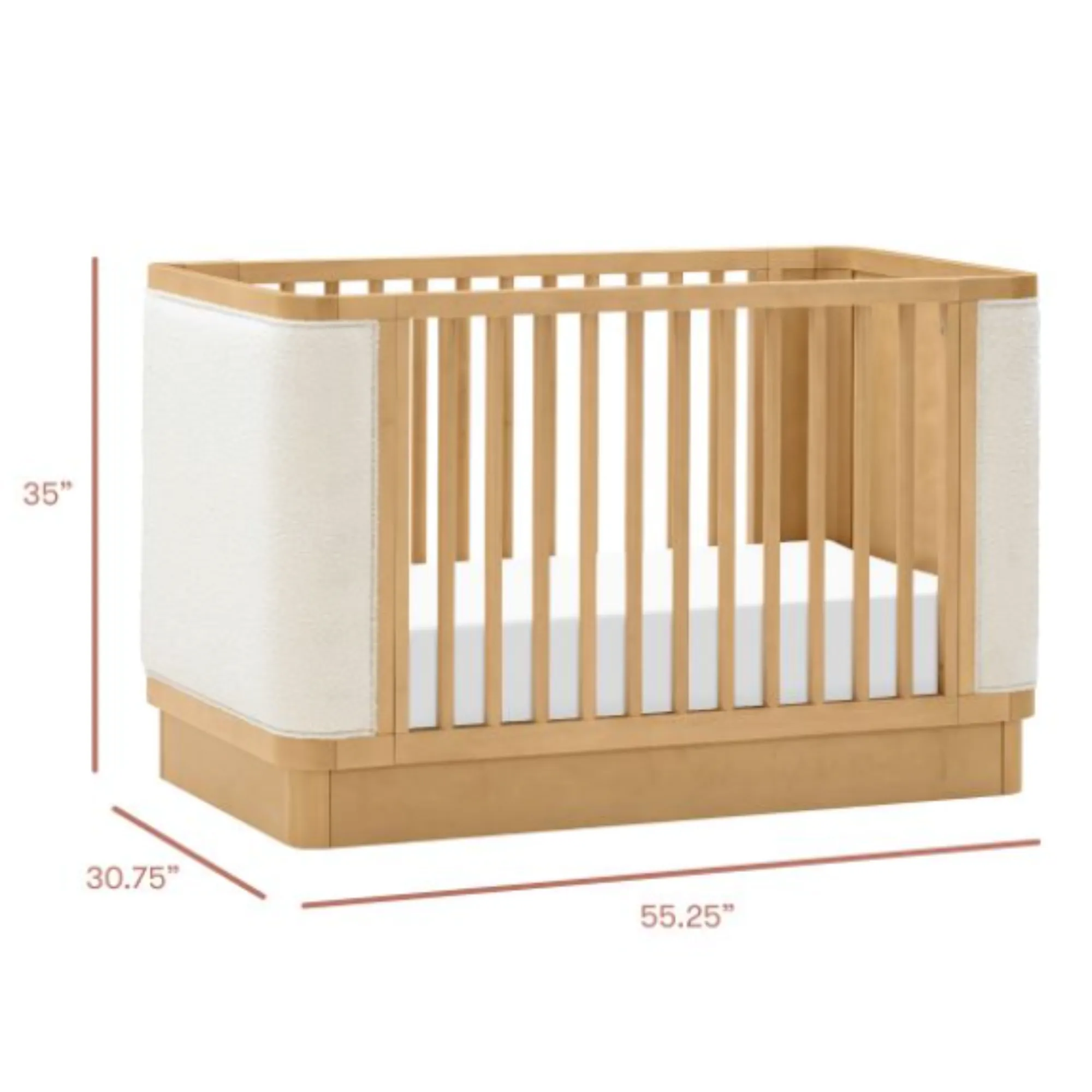 BABYLETTO Bondi Boucle 4-in-1 Convertible Crib w/ Toddler Bed Kit - Honey/Ivory Boucle