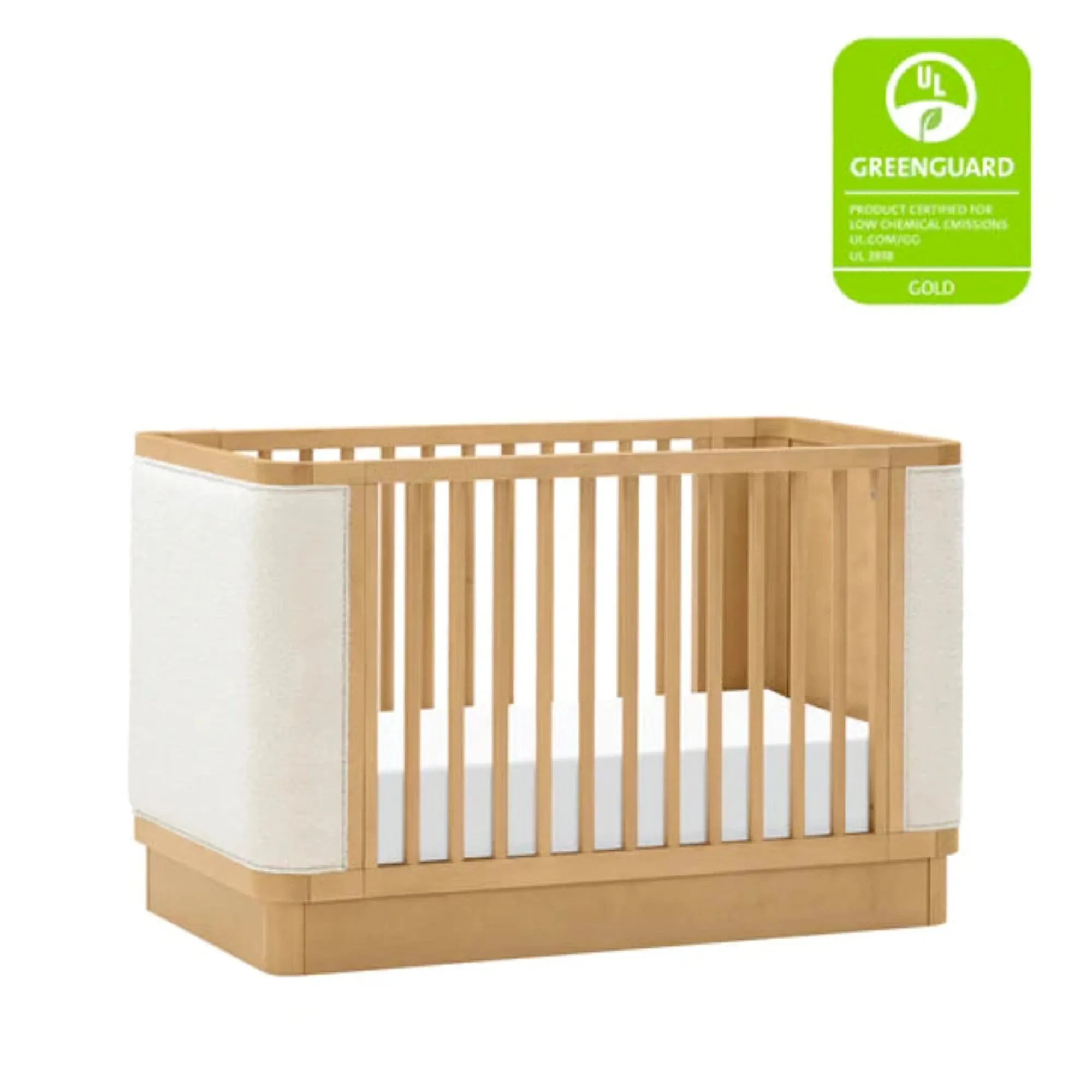 BABYLETTO Bondi Boucle 4-in-1 Convertible Crib w/ Toddler Bed Kit - Honey/Ivory Boucle