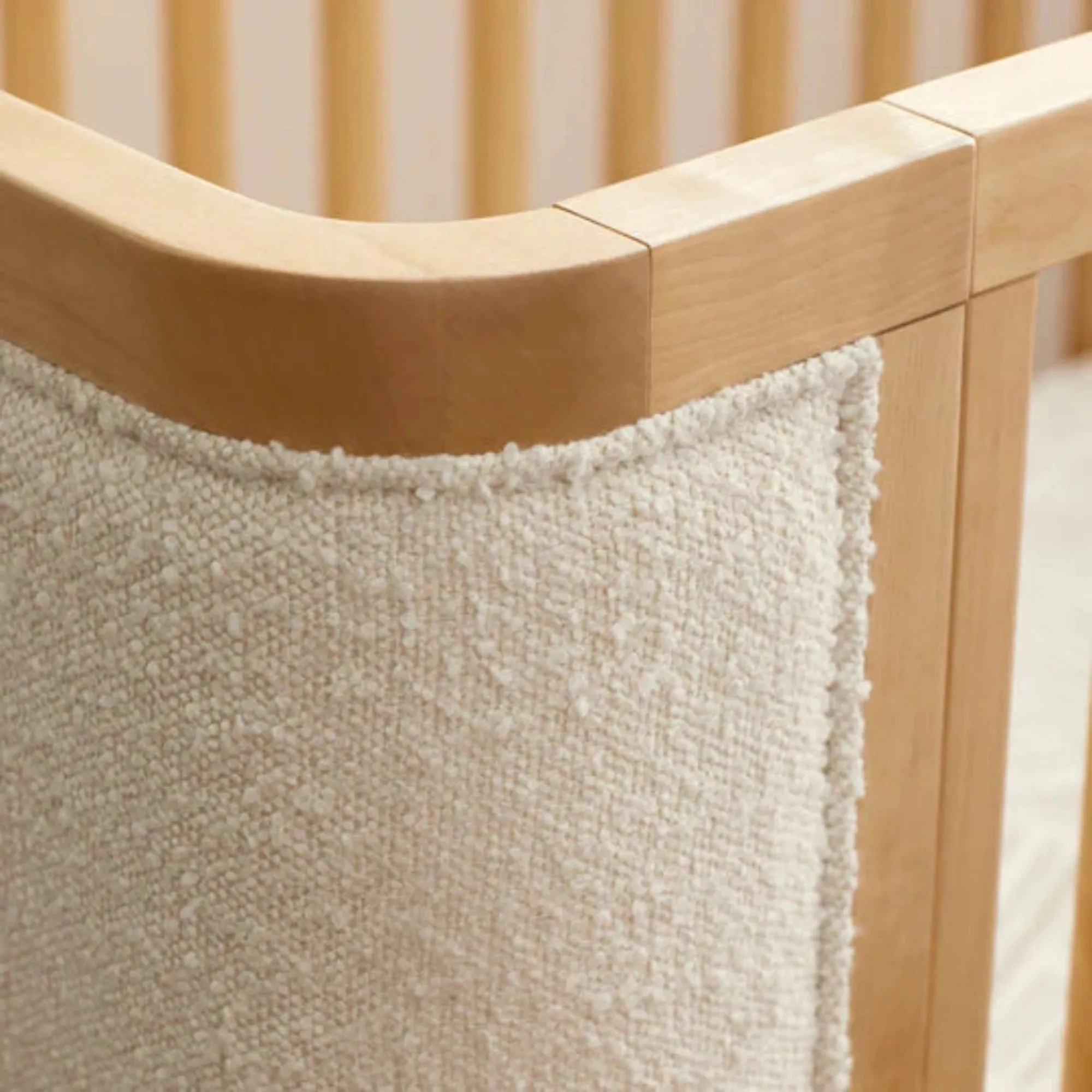 BABYLETTO Bondi Boucle 4-in-1 Convertible Crib w/ Toddler Bed Kit - Honey/Ivory Boucle