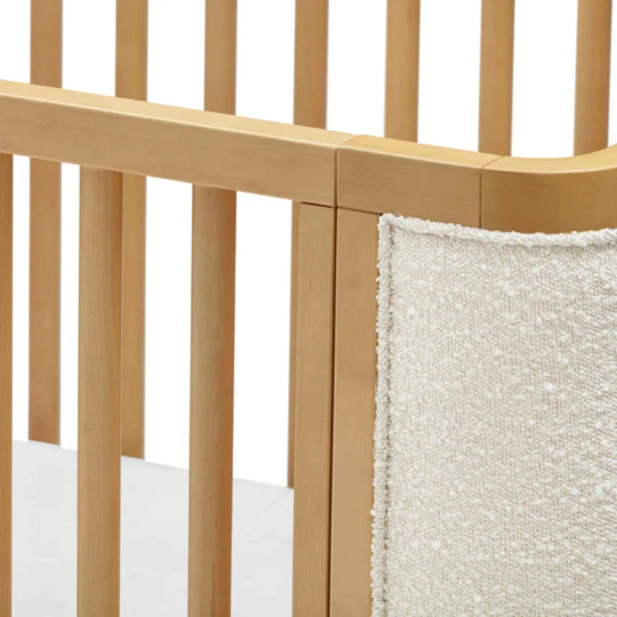 BABYLETTO Bondi Boucle 4-in-1 Convertible Crib w/ Toddler Bed Kit - Honey/Ivory Boucle