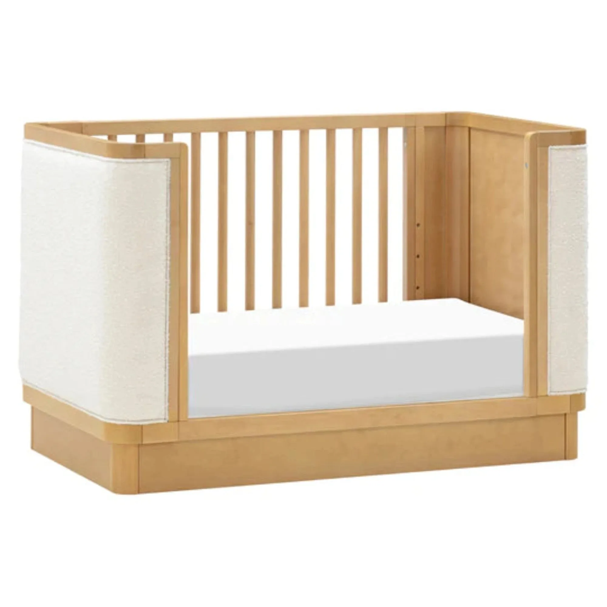 BABYLETTO Bondi Boucle 4-in-1 Convertible Crib w/ Toddler Bed Kit - Honey/Ivory Boucle