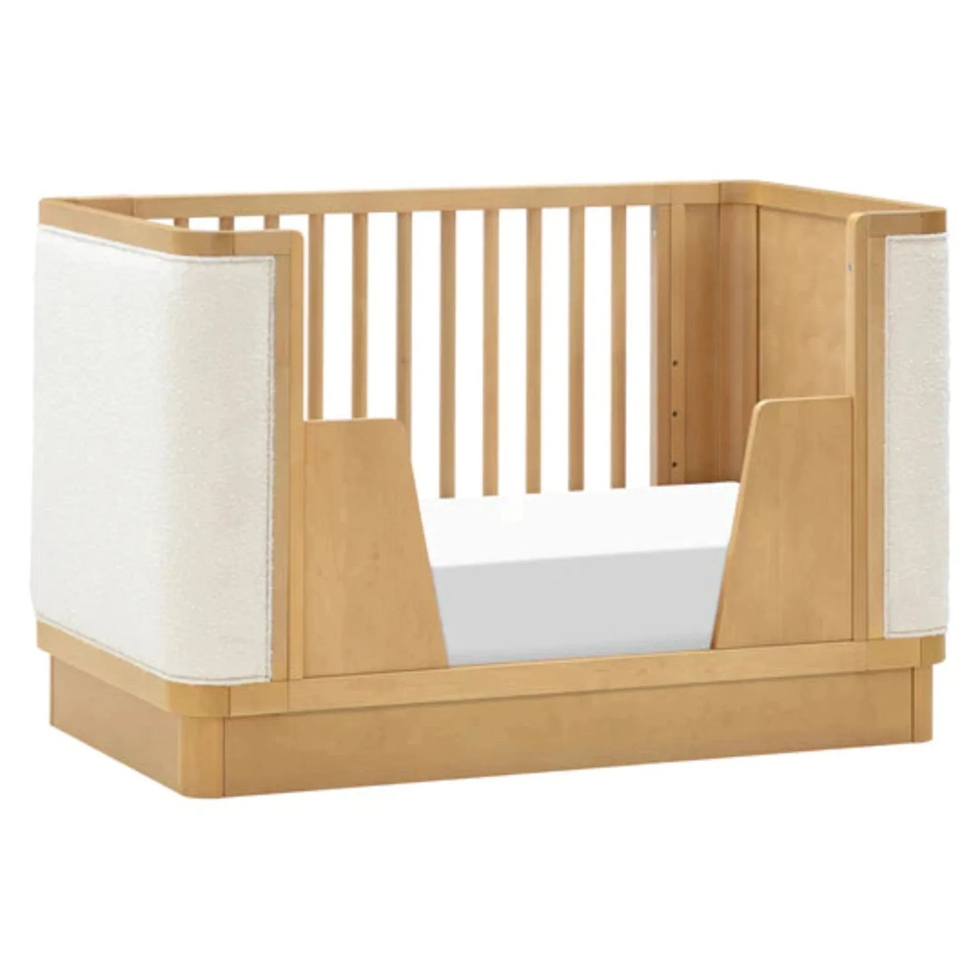 BABYLETTO Bondi Boucle 4-in-1 Convertible Crib w/ Toddler Bed Kit - Honey/Ivory Boucle