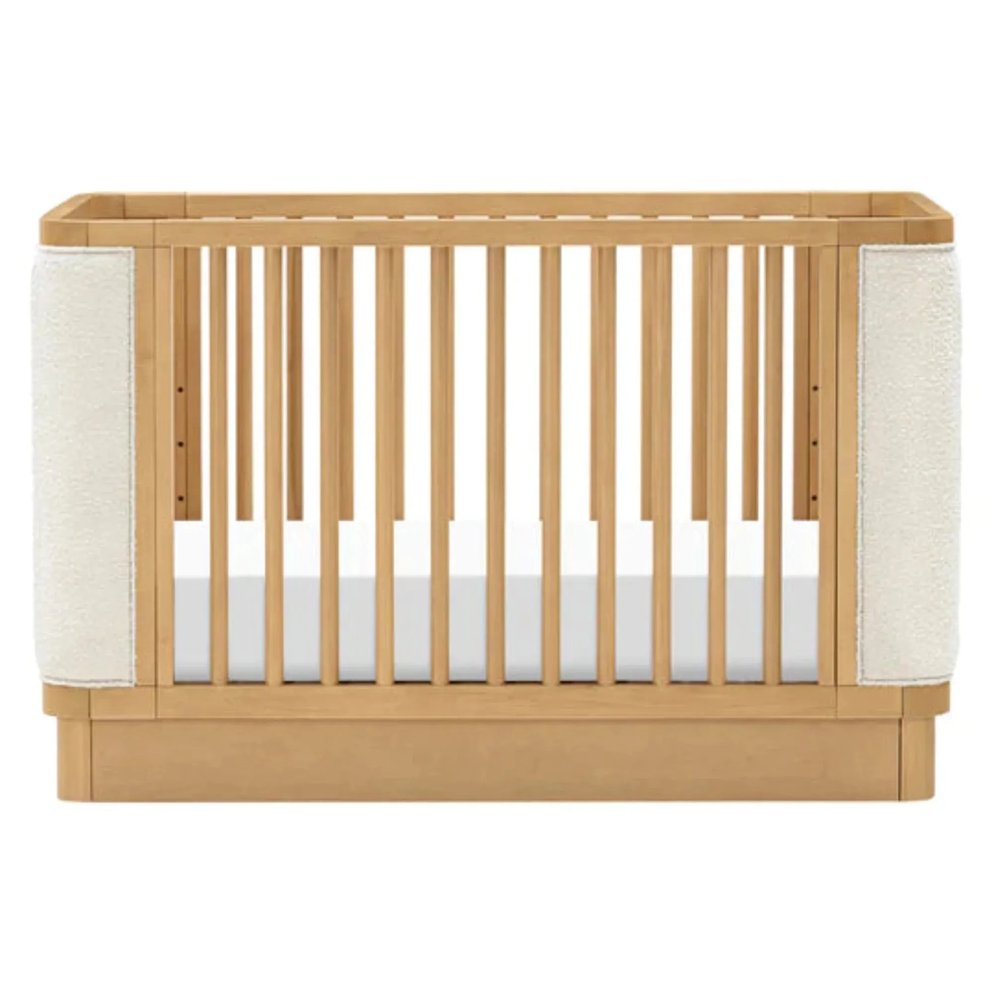 BABYLETTO Bondi Boucle 4-in-1 Convertible Crib w/ Toddler Bed Kit - Honey/Ivory Boucle