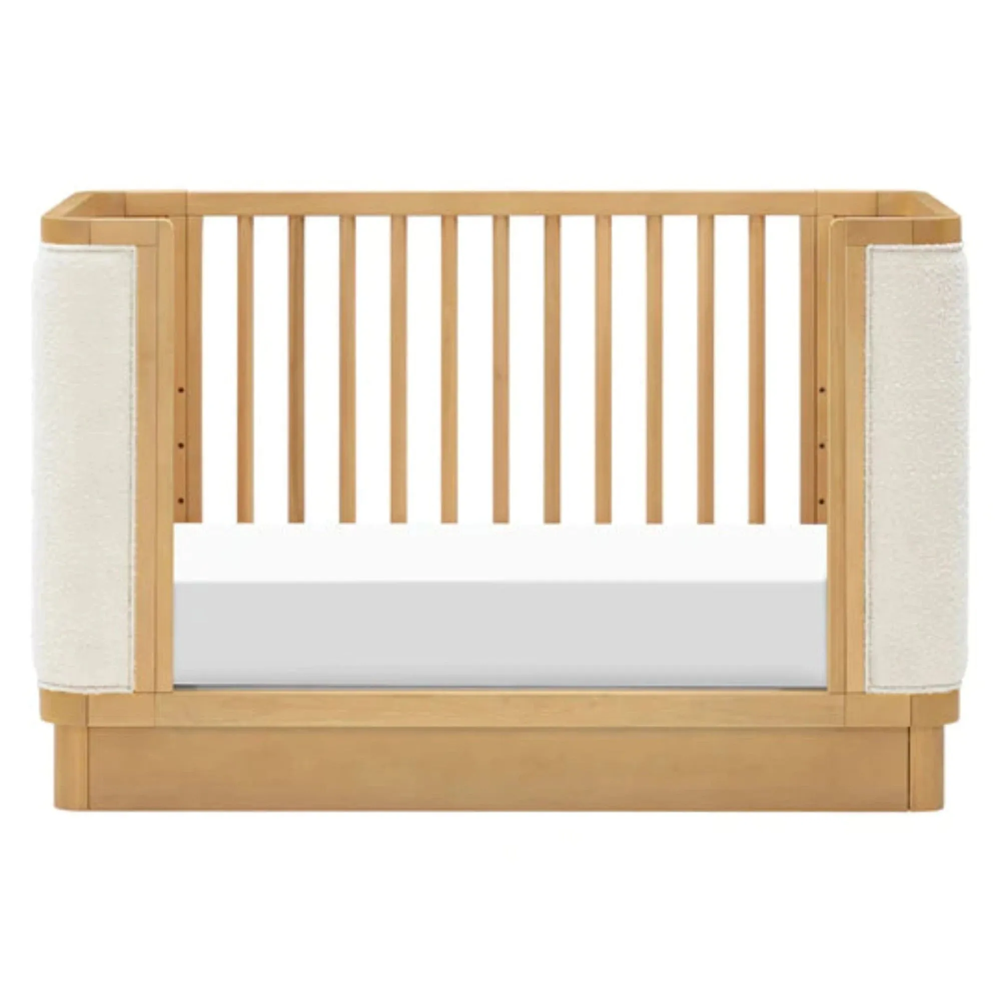 BABYLETTO Bondi Boucle 4-in-1 Convertible Crib w/ Toddler Bed Kit - Honey/Ivory Boucle