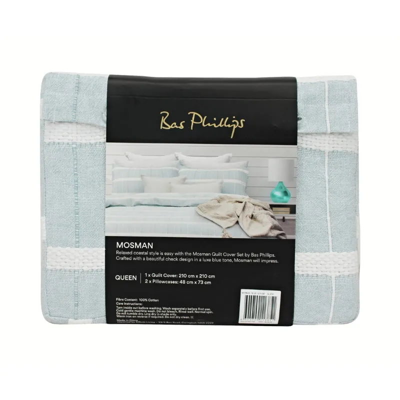 Bas Phillips Mosman Textured Cotton Blue Quilt Cover Set