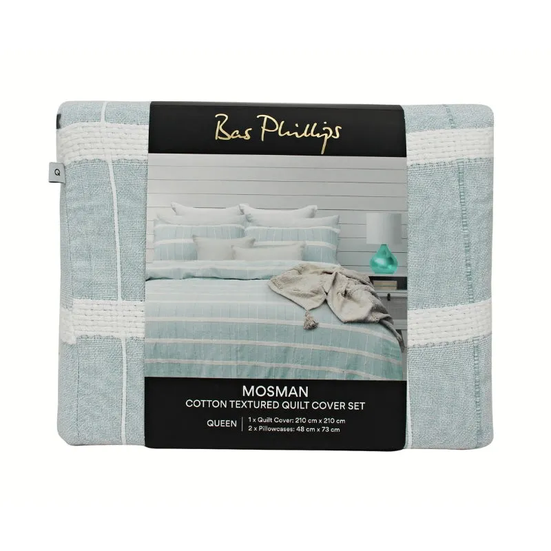 Bas Phillips Mosman Textured Cotton Blue Quilt Cover Set